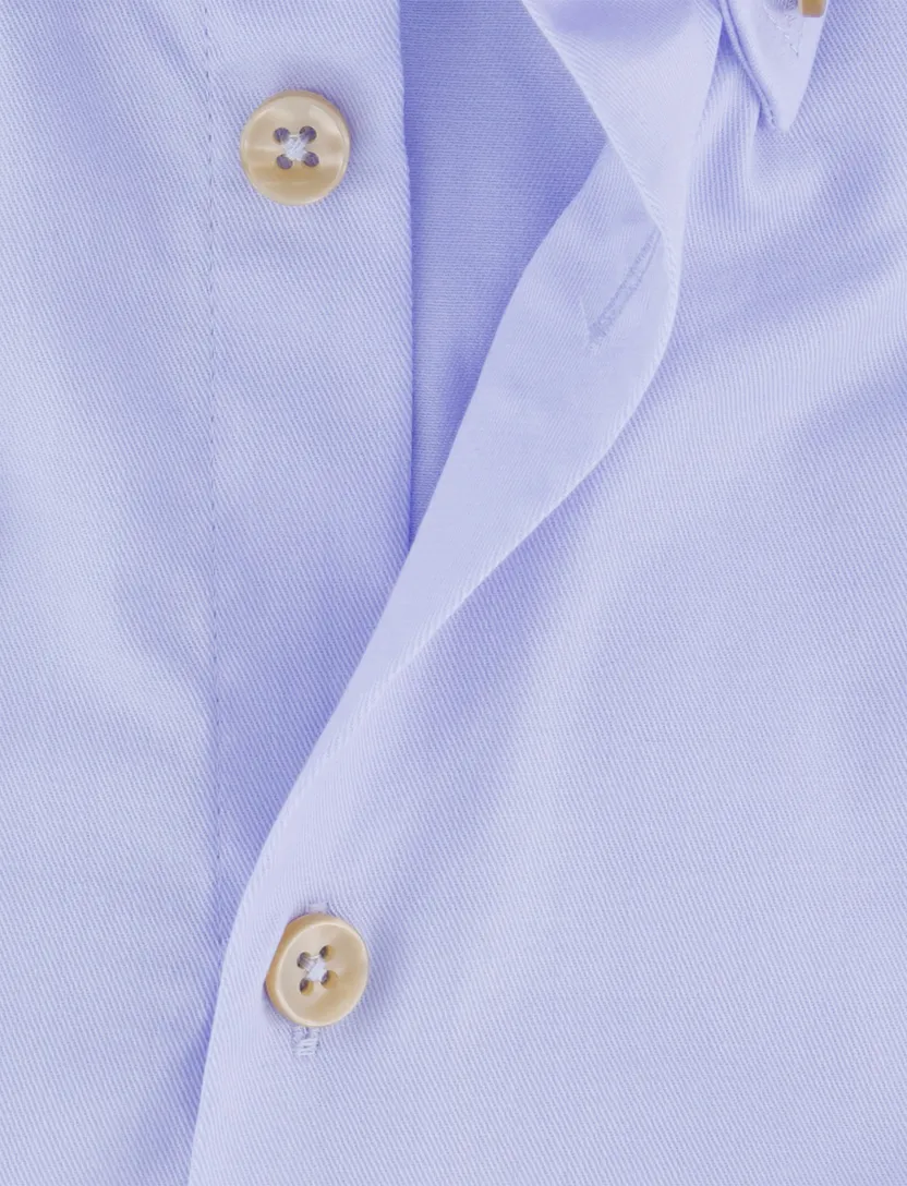 katoenen Ledub overhemd korte mouw blauw effen normale fit