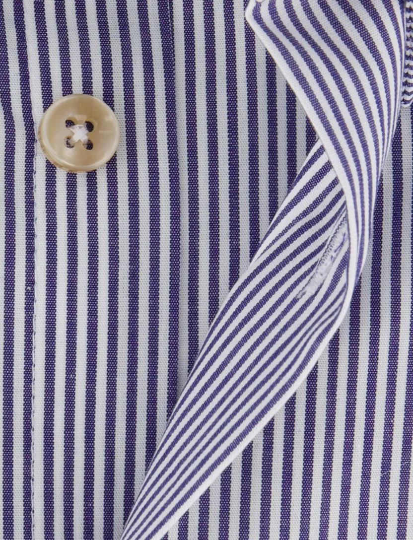 Ledub overhemd blauw gestreept normale fit katoen