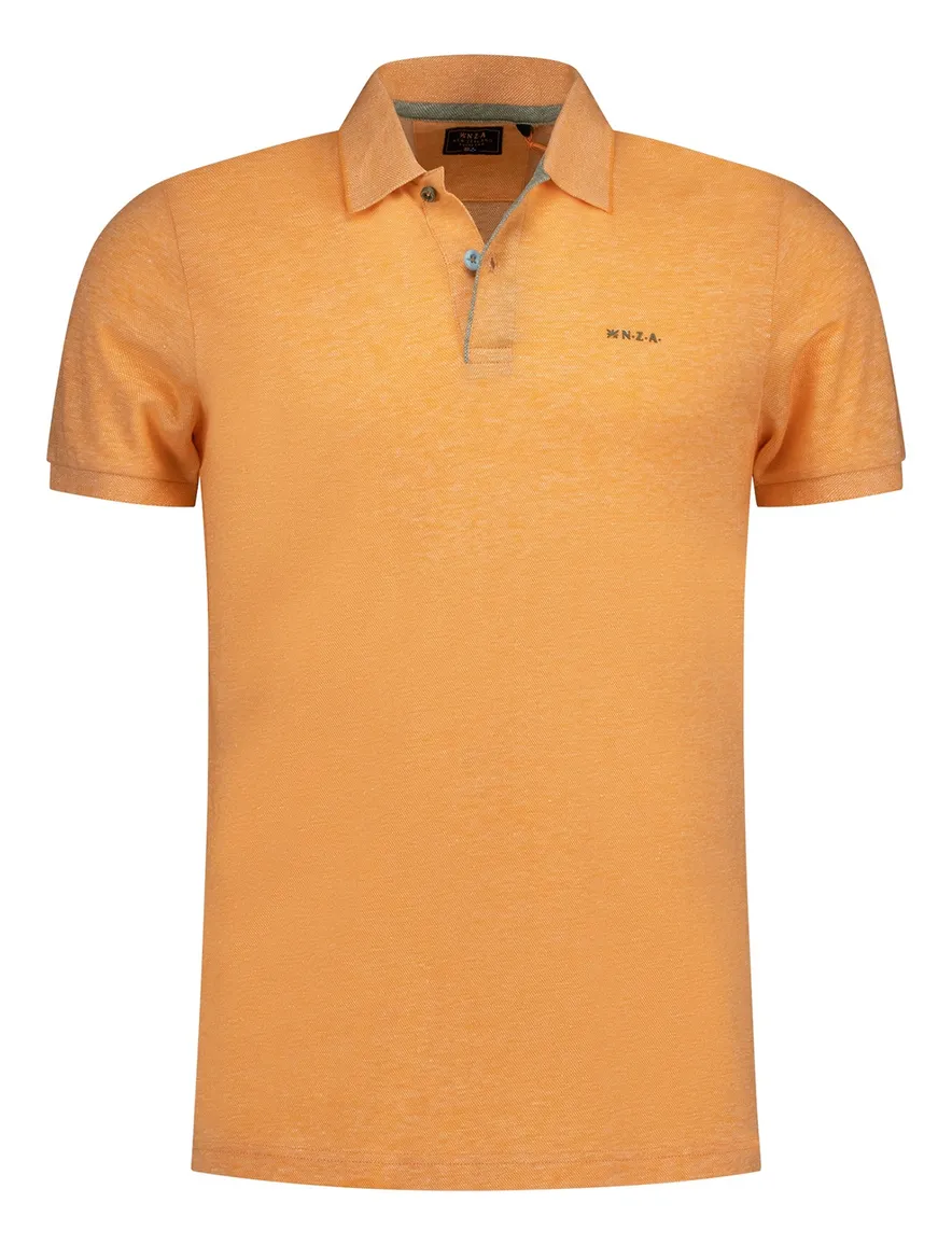 New Zealand poloshirt oranje gemeleerd