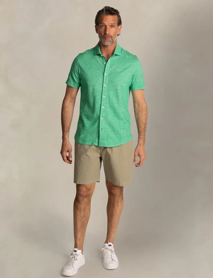 NZA overhemd groen gemêleerd wide collar