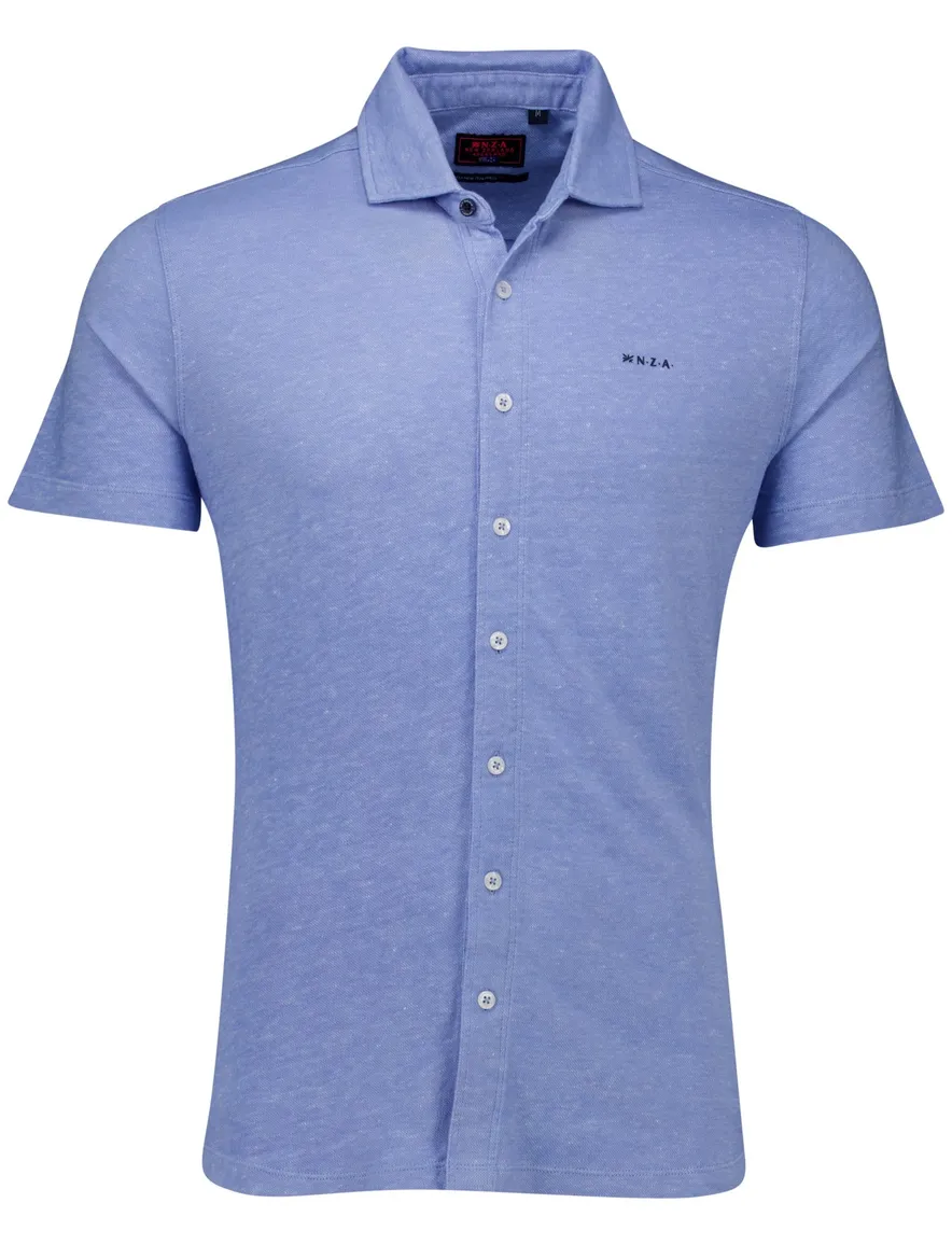NZA overhemd korte mouw blauw
