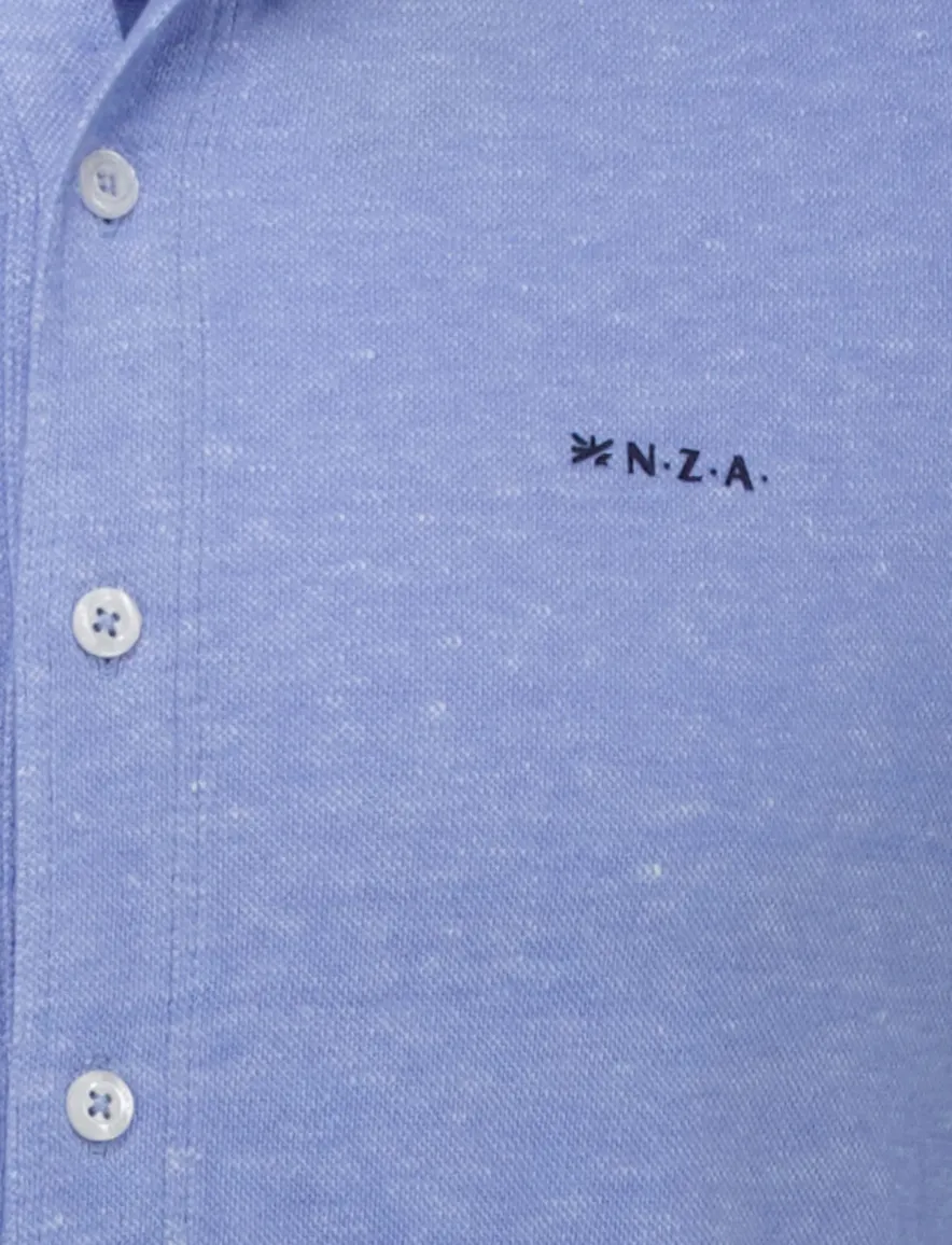 NZA overhemd korte mouw blauw effen