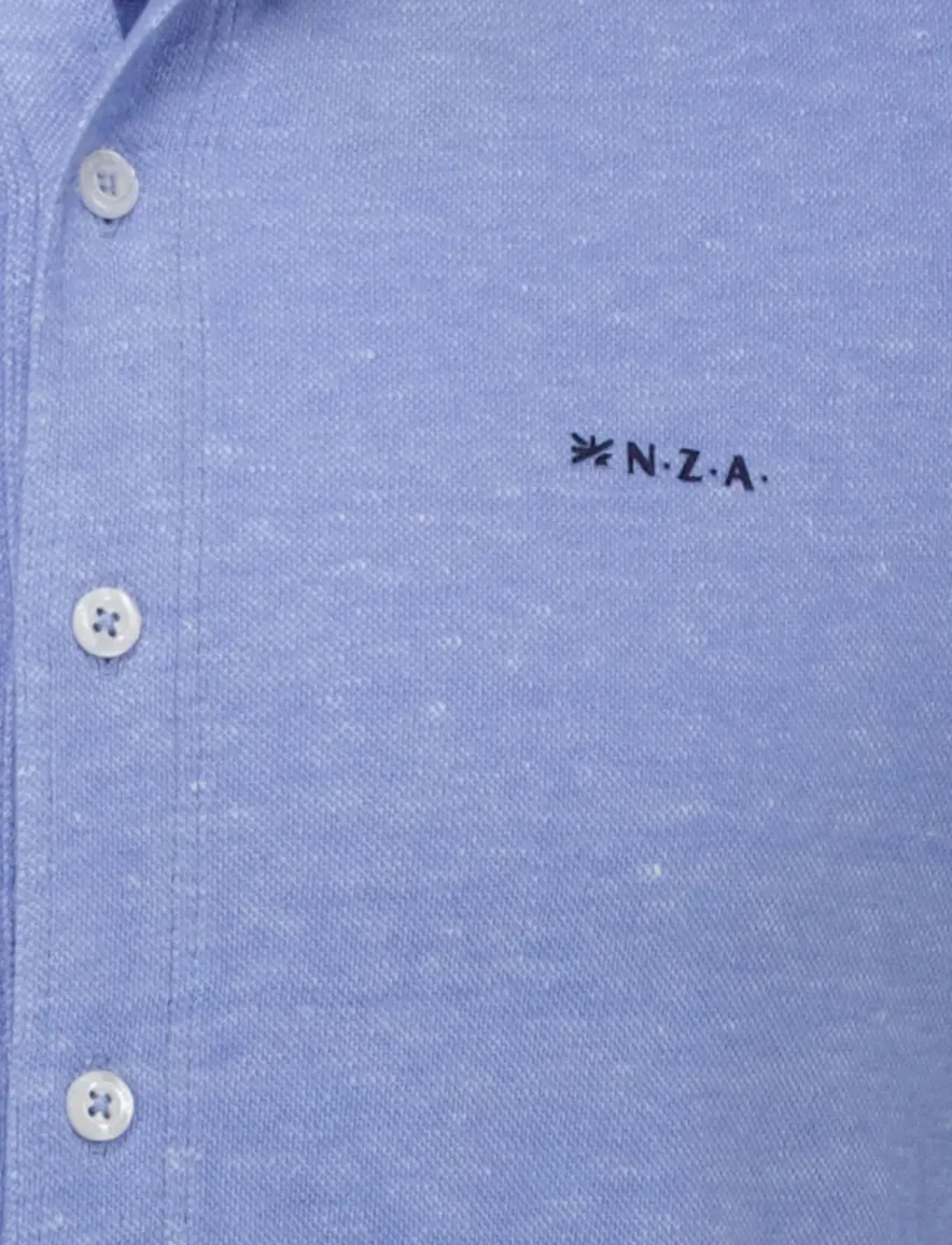 NZA overhemd korte mouw blauw effen