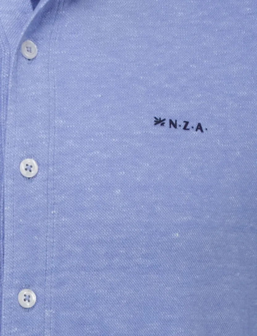 NZA overhemd korte mouw blauw