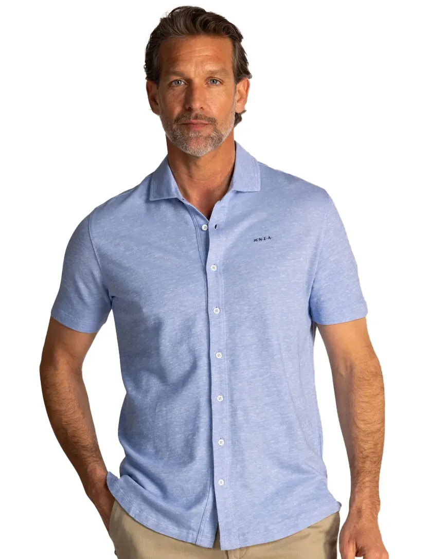 NZA overhemd korte mouw blauw