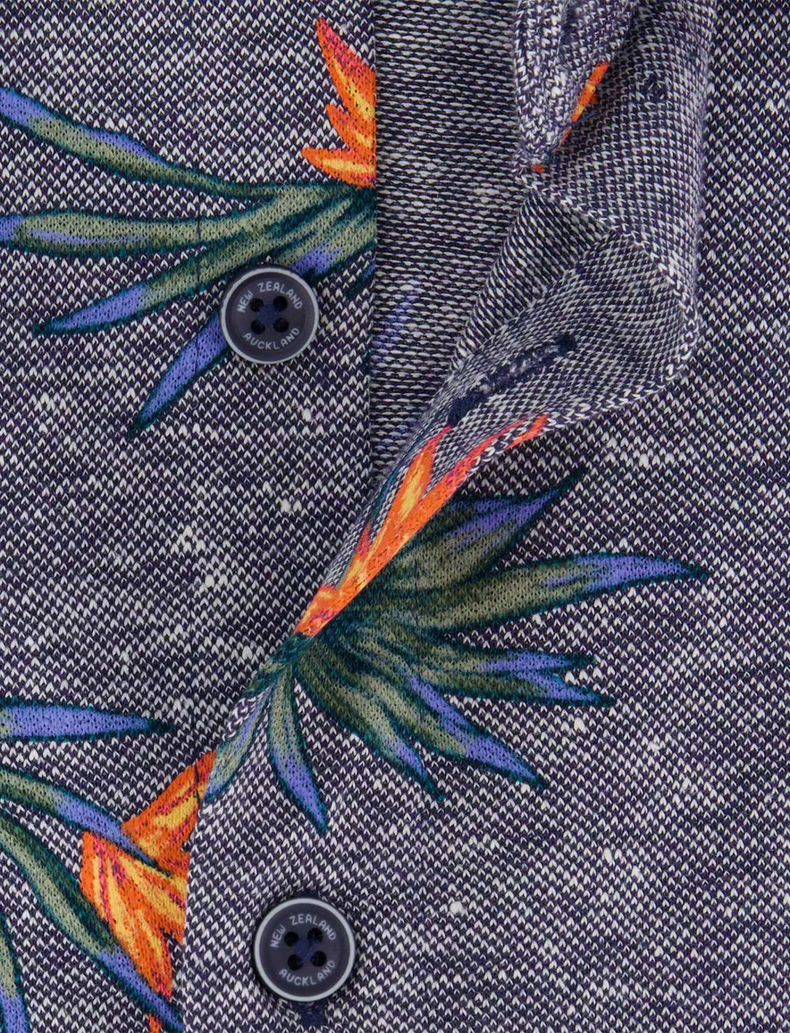 NZA sapphire overhemd korte mouw blauw geprint