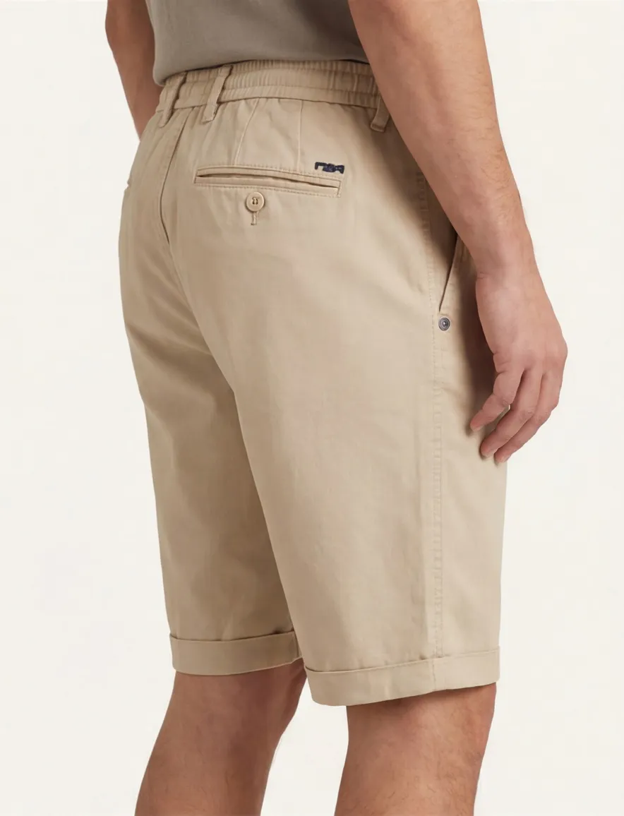 NZA bermuda bruin regular fit effen