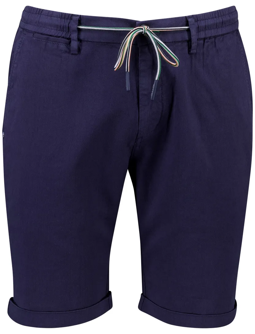 katoenen Nza the bankers korte broek effen donkerblauw