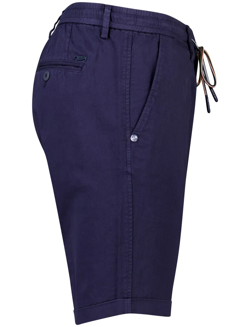 katoenen Nza the bankers korte broek effen donkerblauw