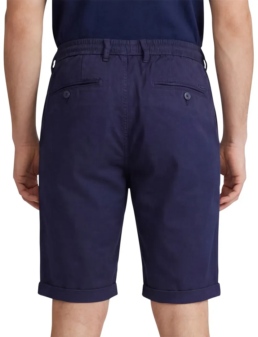 katoenen Nza the bankers korte broek effen donkerblauw