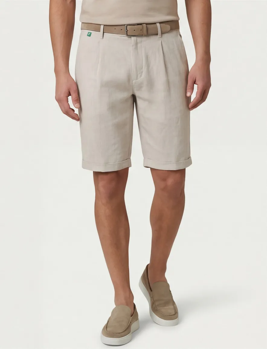 NZA goodwood korte broek beige effen normale fit katoen