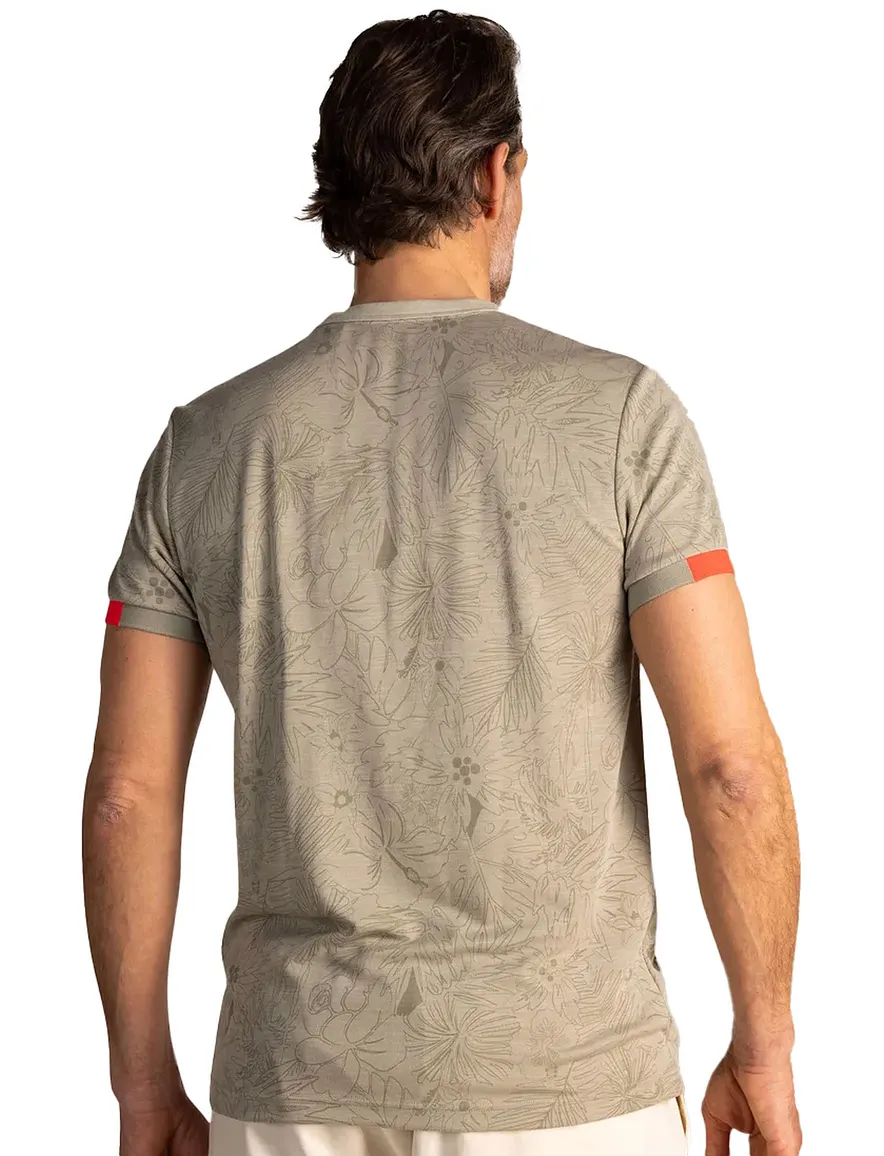 New Zealand t-shirt beige met bladprint