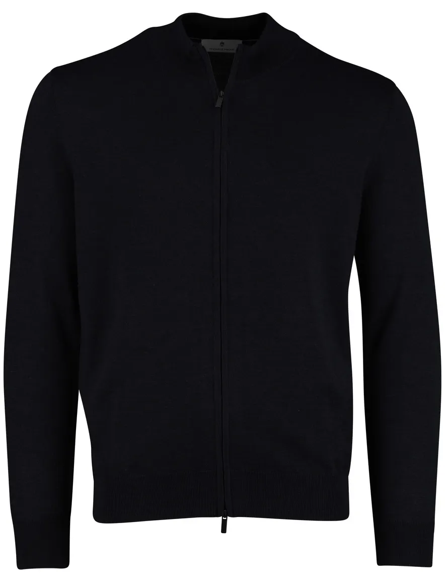 Thomas Maine Vest donkerblauw rits merinowol