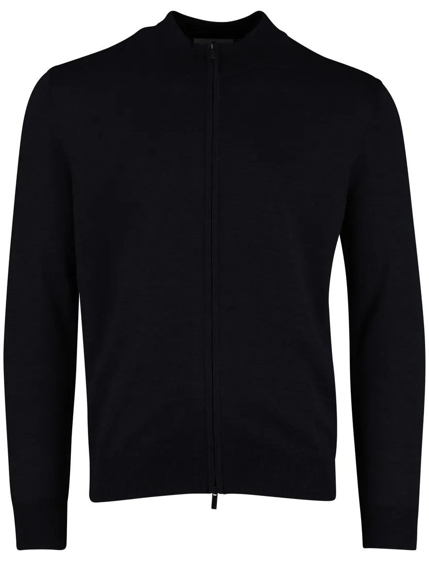 Thomas Maine Vest donkerblauw rits merinowol