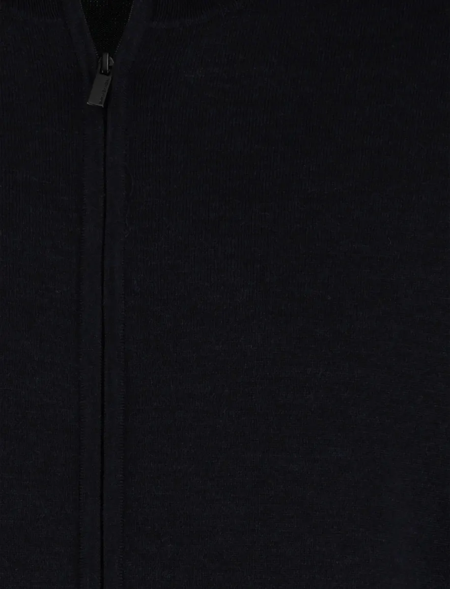 Thomas Maine Vest donkerblauw rits merinowol