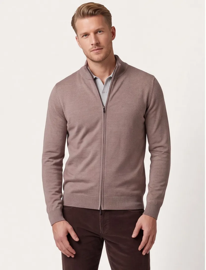 Vest Thomas Maine Beige ronde hals merinowol