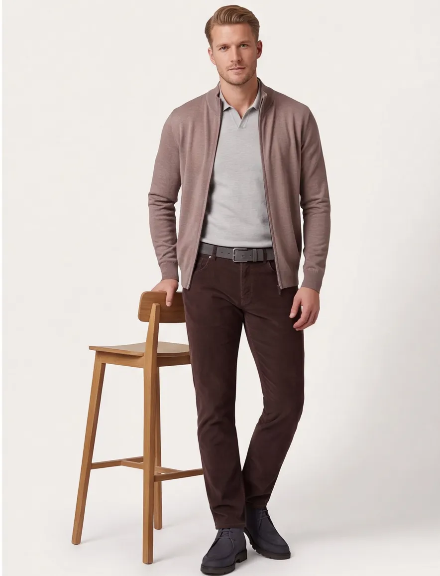 Thomas Maine merinowollen vest beige