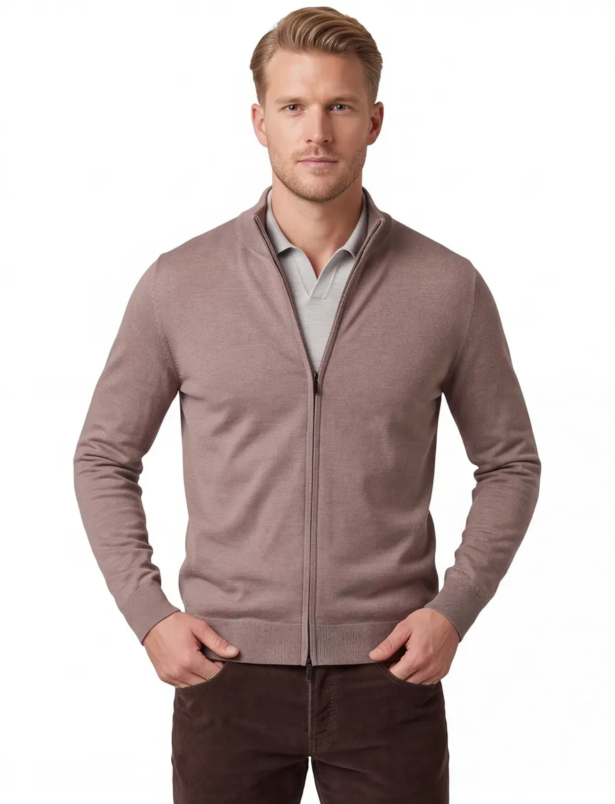 Thomas Maine merinowollen vest beige