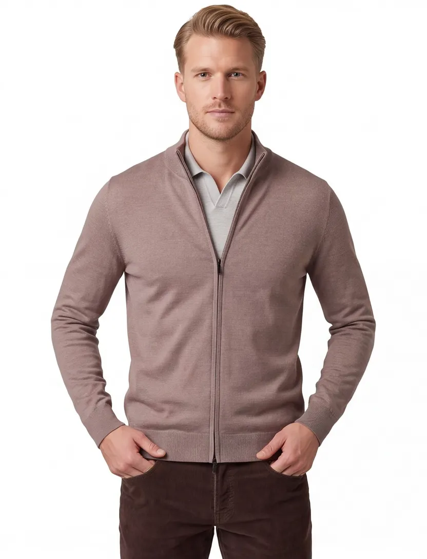 Vest Thomas Maine Beige ronde hals merinowol