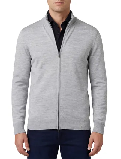 Thomas Maine Thomas Maine gêmeleerd vest rits merinowol grijs
