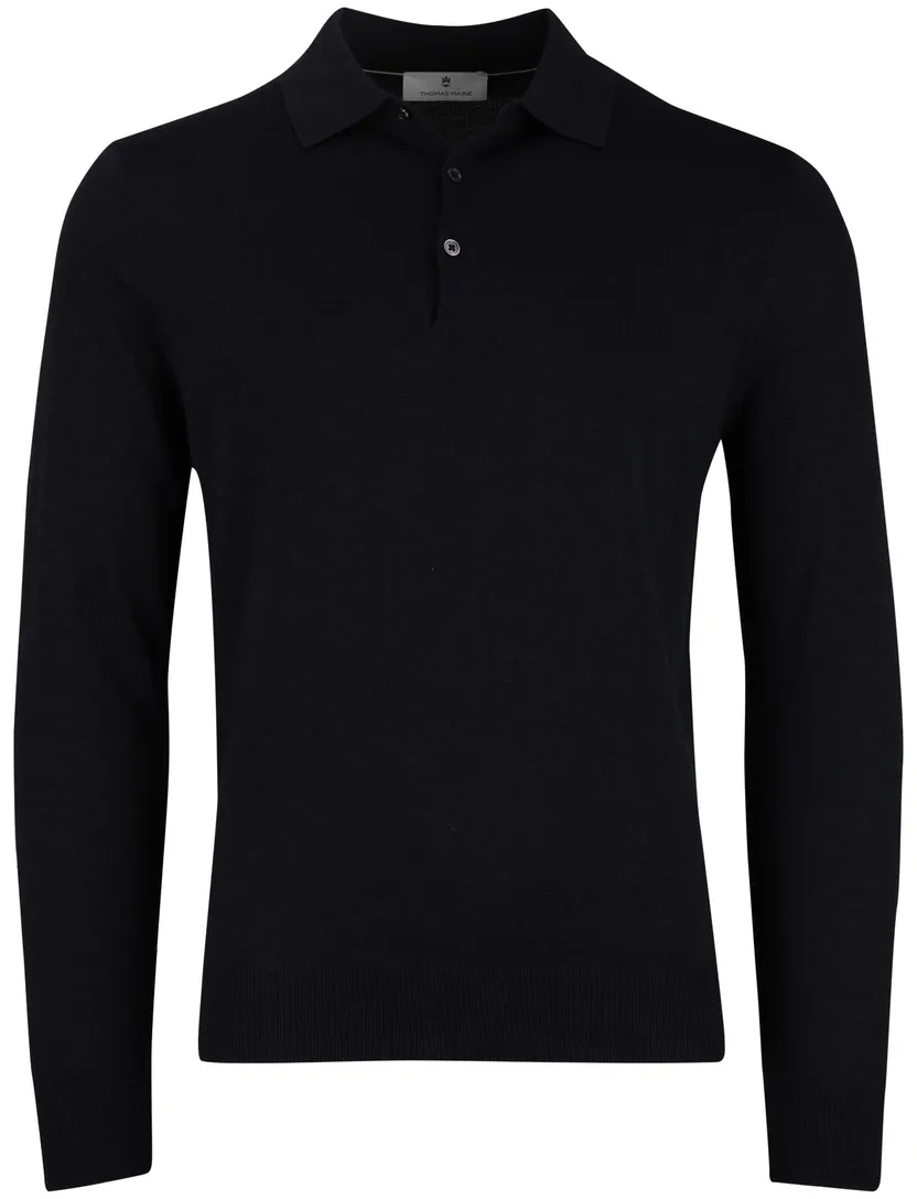 Thomas Maine navy trui merinowol effen normale fit