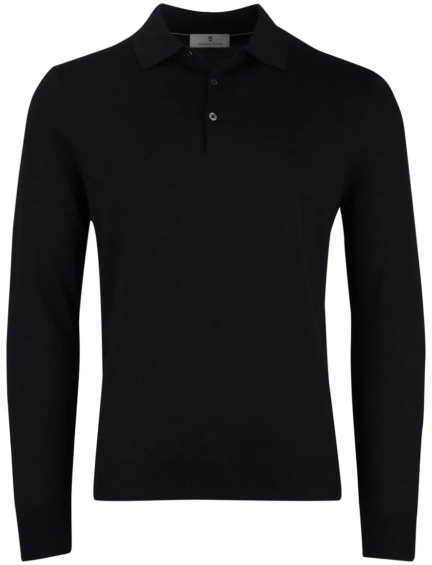 Thomas Maine trui 3-knoops donkerblauw