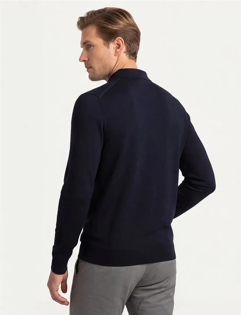 Thomas Maine navy trui merinowol effen normale fit