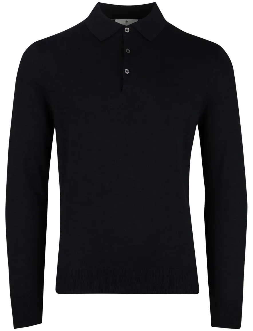 Thomas Maine navy trui effen merinowol normale fit