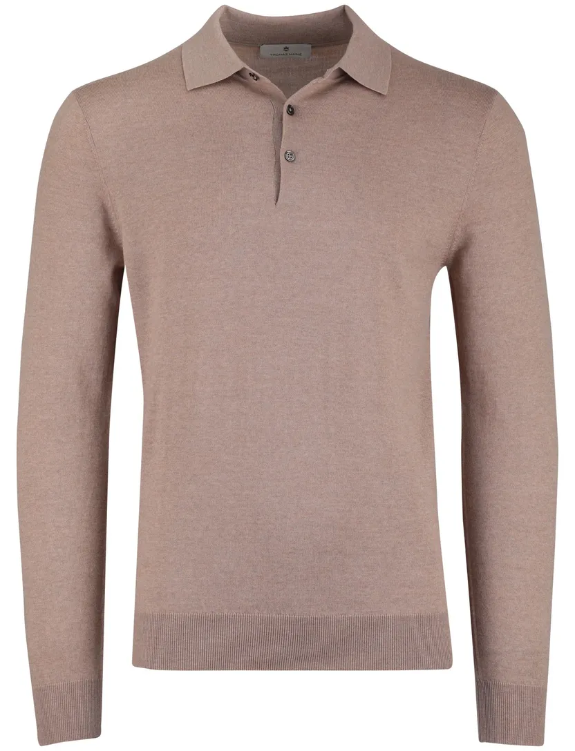 Thomas Maine trui normale fit katoen effen beige
