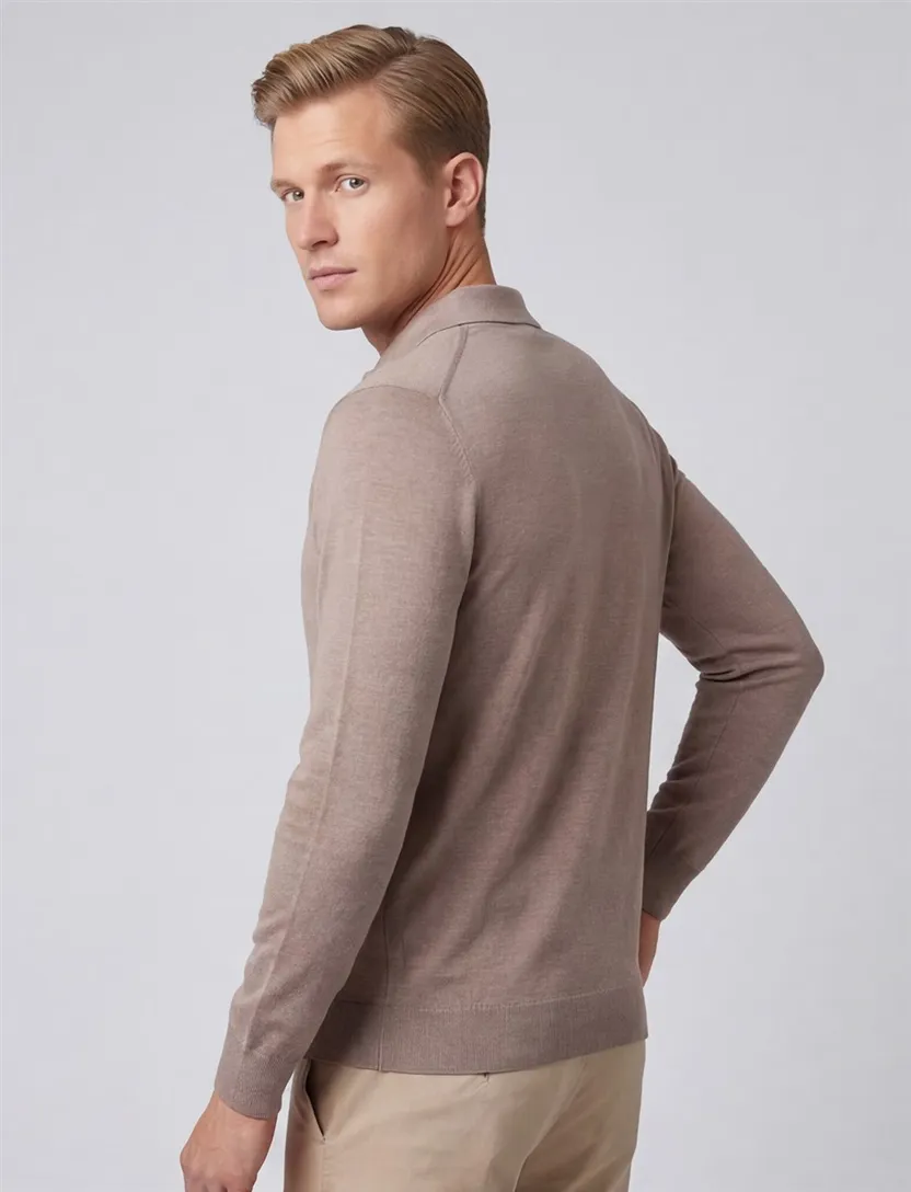 Thomas Maine trui normale fit katoen effen beige