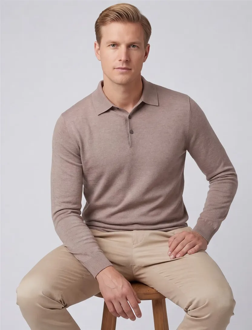 Thomas Maine trui normale fit katoen effen beige