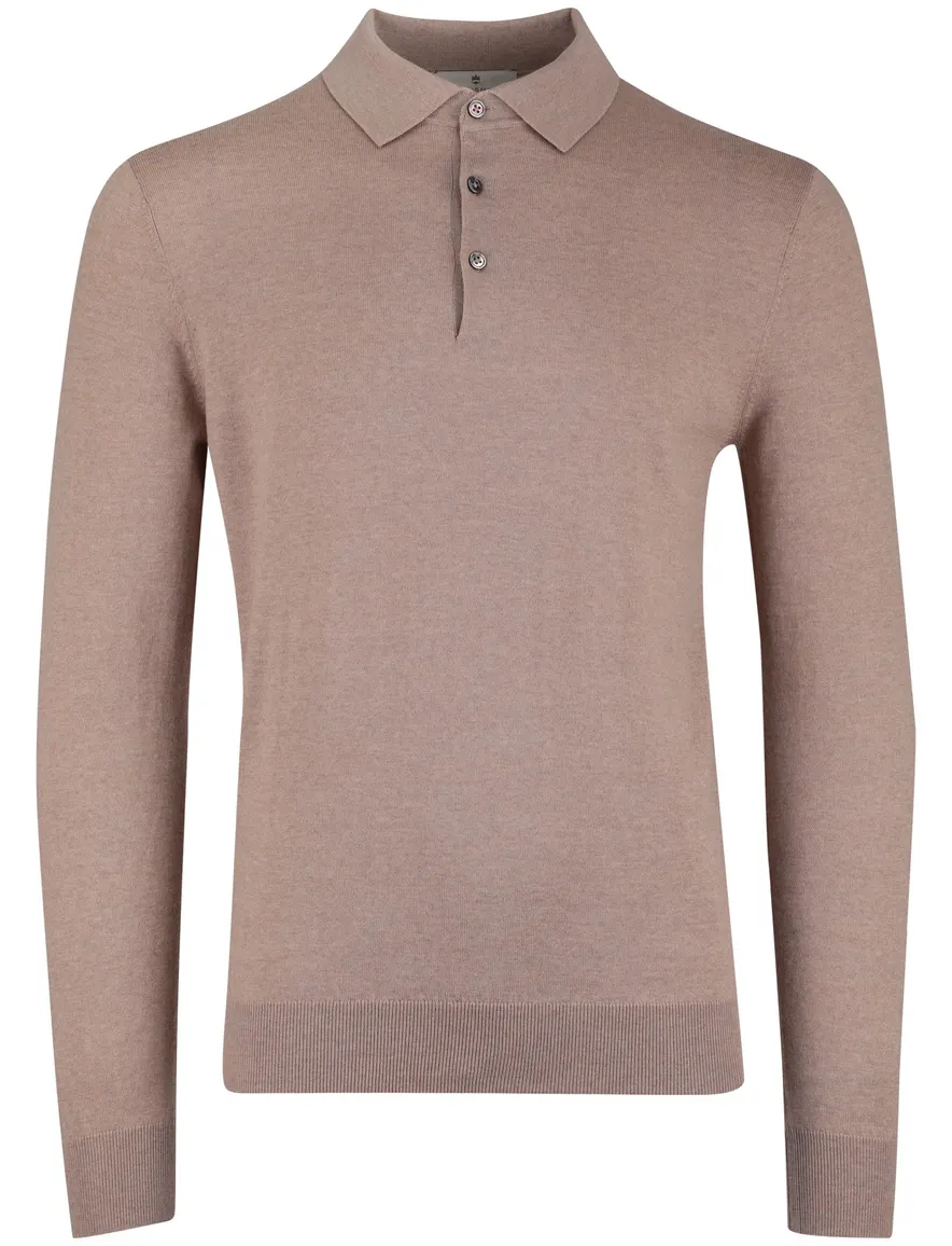 Thomas Maine trui effen beige normale fit katoen
