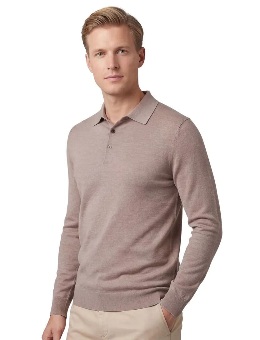 Thomas Maine trui normale fit katoen effen beige
