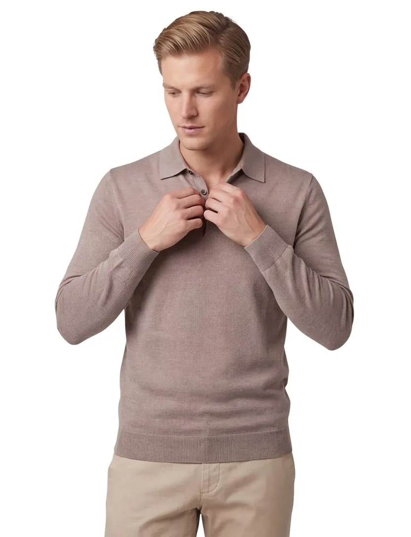 Thomas Maine trui normale fit katoen effen beige