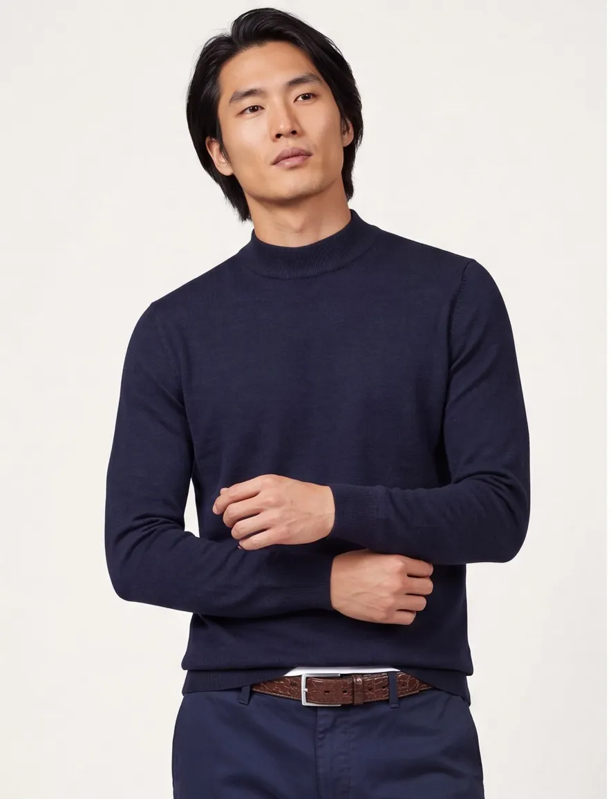 Thomas Maine trui ronde hals navy