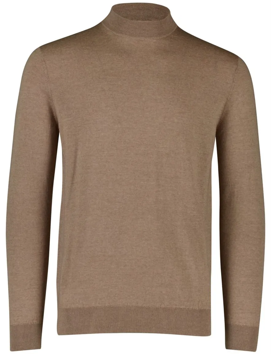 Thomas Maine pullover turtleneck lichtbruin wol