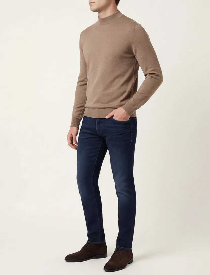 Thomas Maine pullover turtleneck lichtbruin