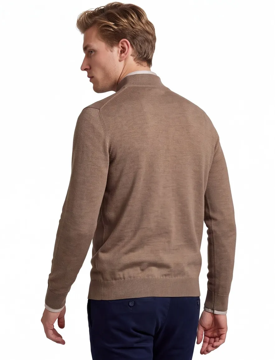 Thomas Maine pullover turtleneck lichtbruin wol