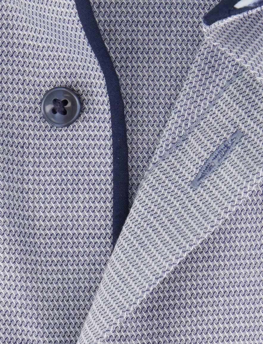 Olymp Modern Fit overhemd geprint blauw strijkvrij korte mouw