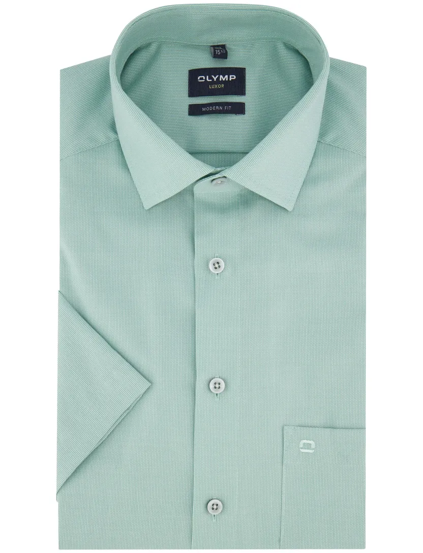 katoenen overhemd korte mouw Olymp turquoise