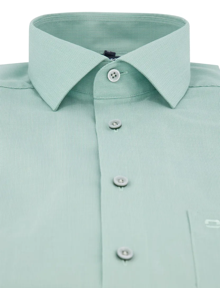 katoenen overhemd korte mouw Olymp turquoise