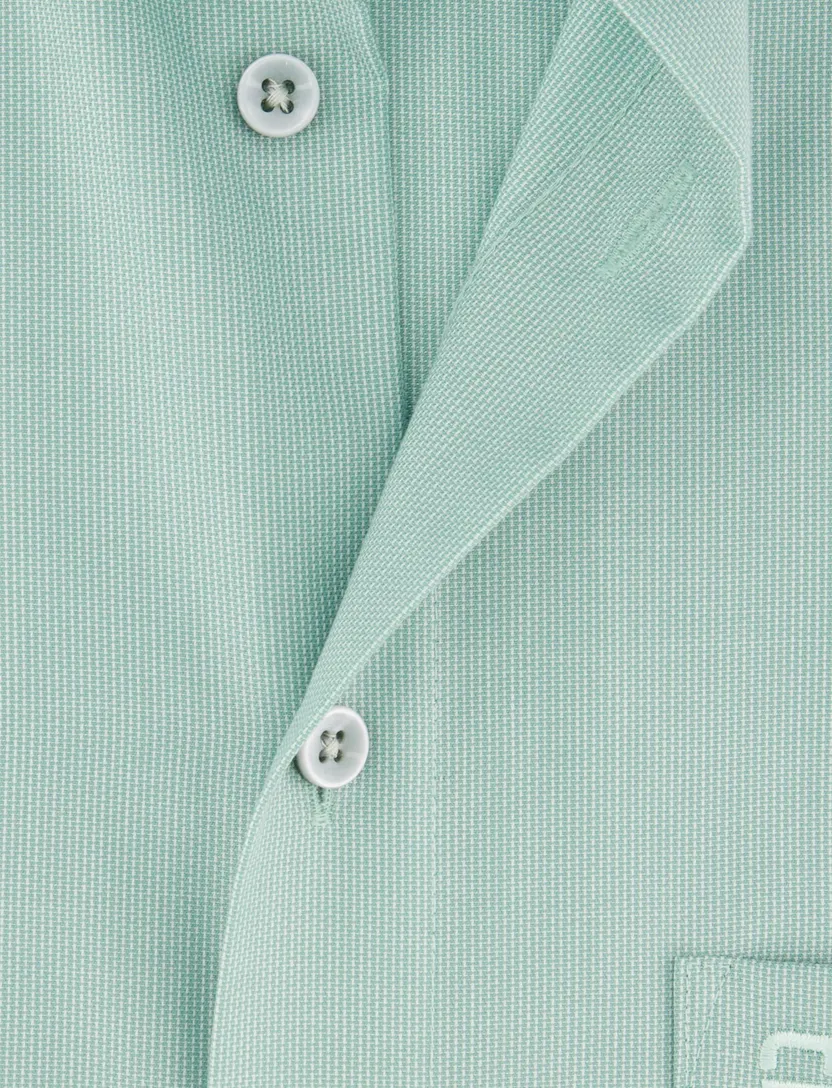 katoenen overhemd korte mouw Olymp turquoise