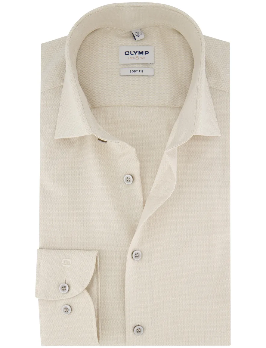 business overhemd beige Olymp Level Five body fit