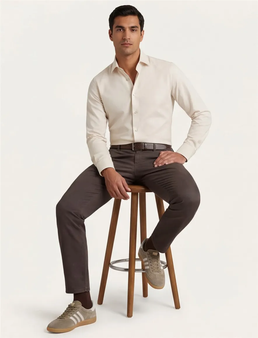 business overhemd beige Olymp Level Five body fit
