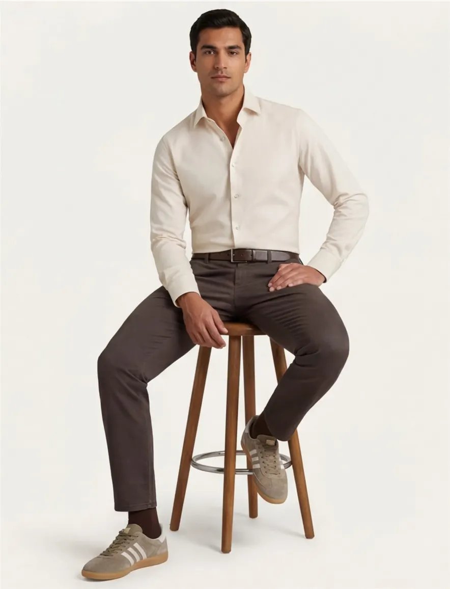 business overhemd beige Olymp Level Five body fit