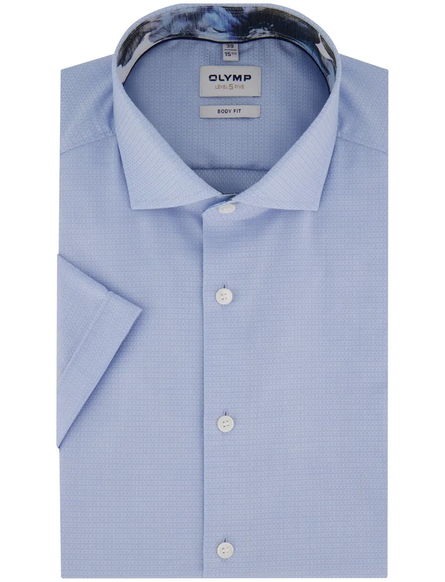 Olymp korte mouw overhemd body fit blauw