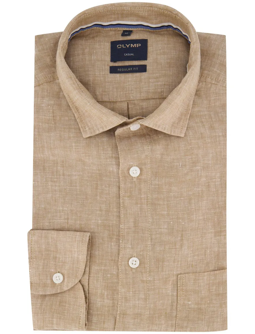 Olymp overhemd beige Regular Fit