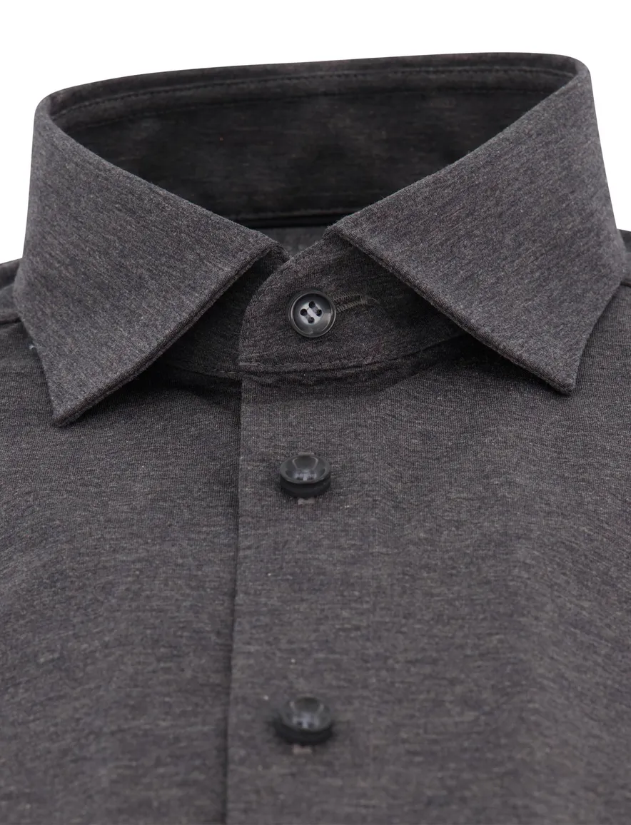 Olymp Level 5 Five overhemd gemêleerd Body Fit grijs jersey