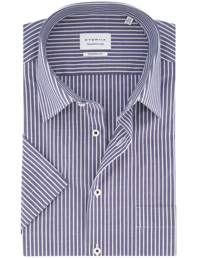 Eterna Eterna overhemd blauw modern fit korte mouw