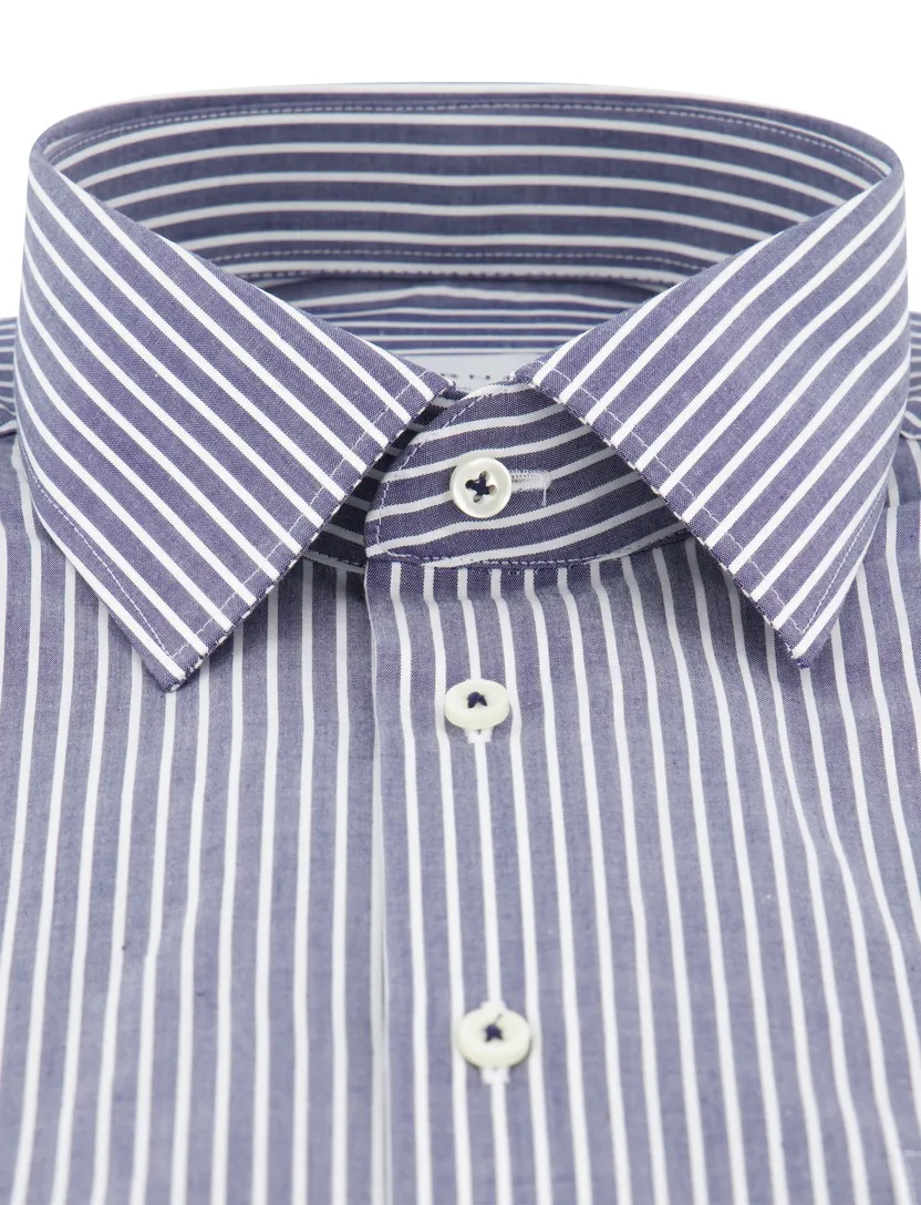Eterna overhemd blauw modern fit gestreept strijkvrij